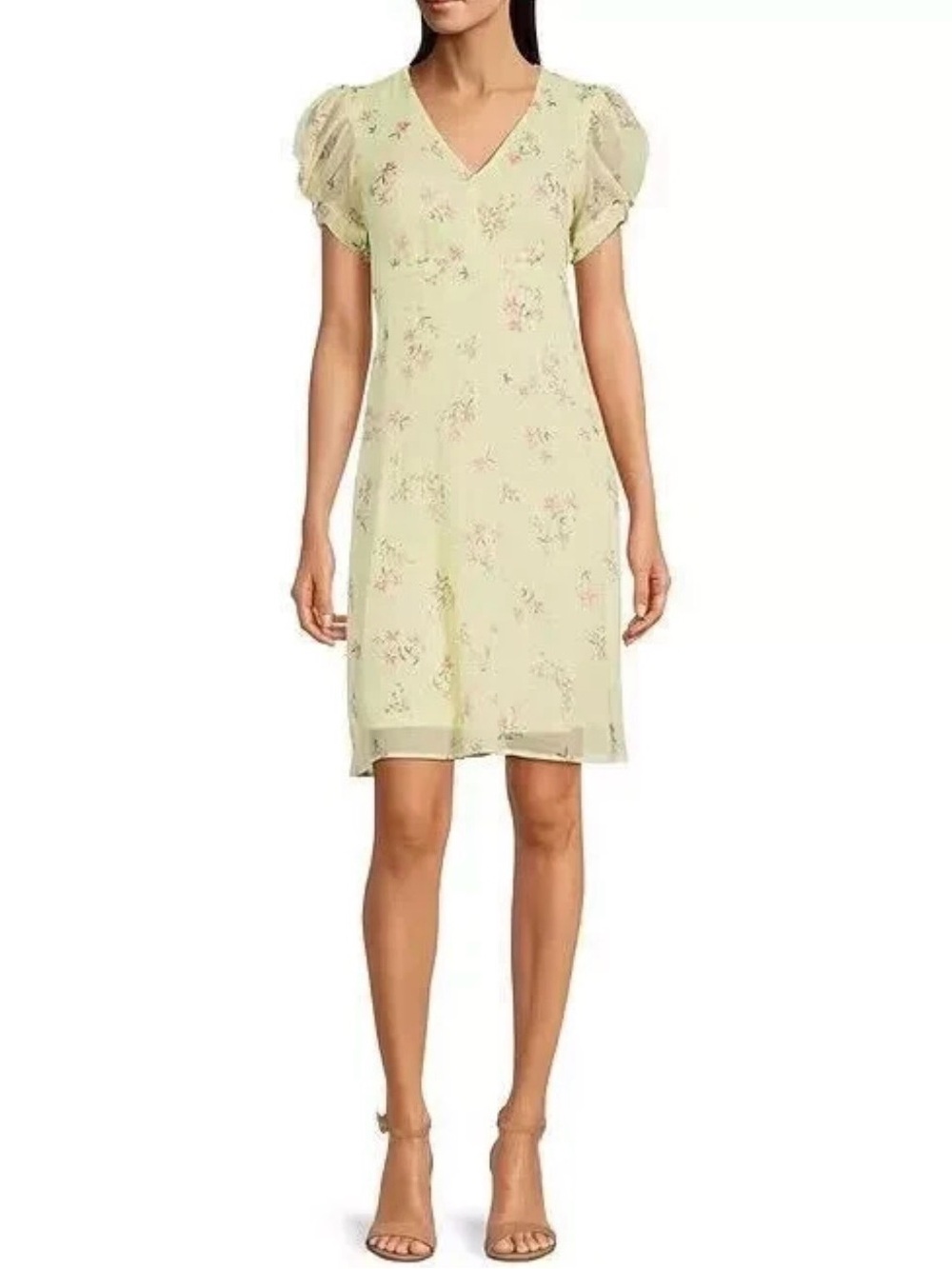 Calvin Klein Pale Yellow Floral Dress Top